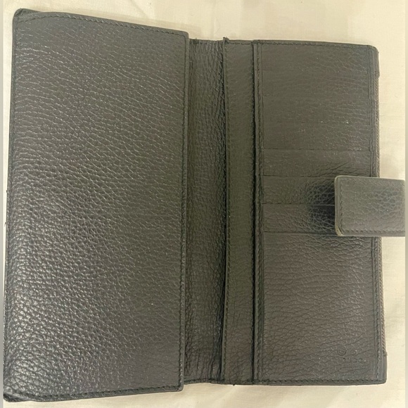 GUCCI Black Leather & Canvas GG Long Wallet 🔥 SALE - Picture 3 of 6